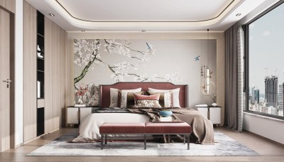 新中式卧室3D模型下载